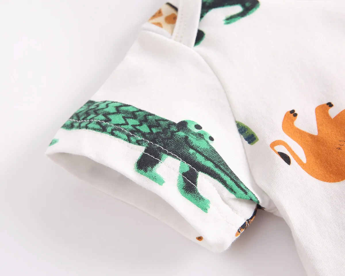 Newborn Baby's Romper Infant Boys Girls Jungle Animal Print Cute Short-sleeve One-pieces Jumpsuit Cotton Toddler Romper for Baby