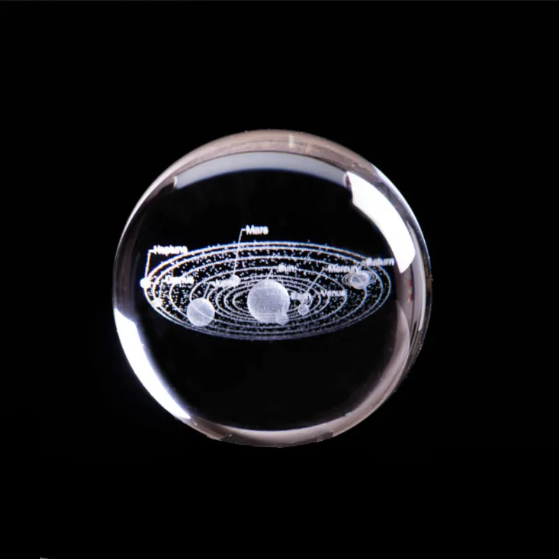 Ball Солнечная система, хрустальный шар, 3D лазерная гравировка, планета, сфера, малыш, наука, образовательный стеклянный шар, Декор для дома и офиса, пресс-папье - Цвет: Ball