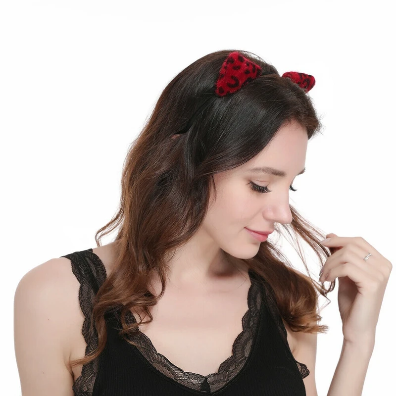 Обруч для волос с леопардовым принтом и кошачьими ушками 4 цвета| |