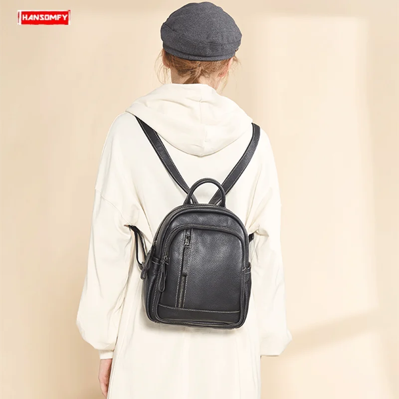 Женские рюкзаки из натуральной кожи в стиле ретро женские маленькие сумки на