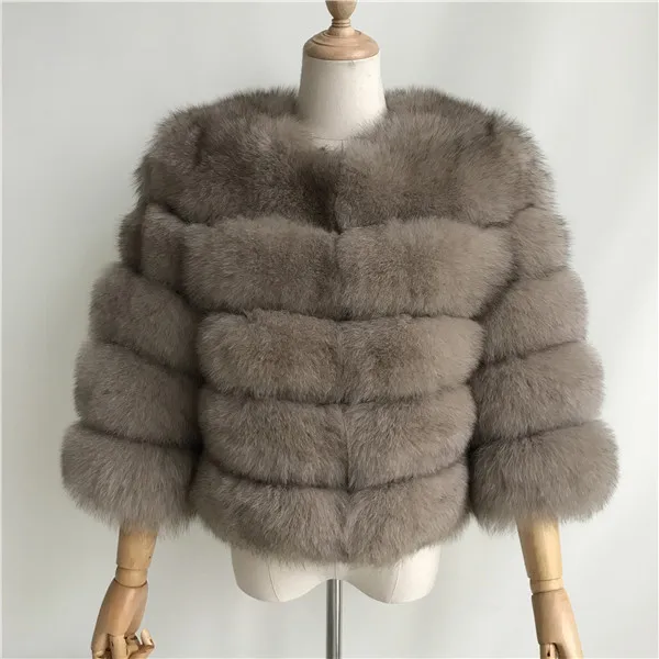 Khaki Шуба из натурального Лисьего меха женская зимняя куртка из натурального меха Верхняя одежда Пальто Короткое из натурального Лисьего меха шуба из натурального Лисьего меха s для женщин - Цвет: Khaki
