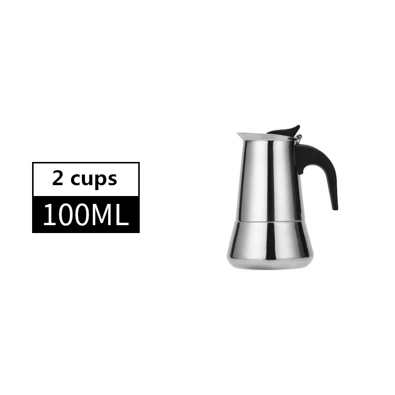 2cups-100ml-B 12 чашек/600 мл, большая емкость, эспрессо, Moka Pot, нержавеющая сталь, 304, латте, Перколятор, офисные, семейные, вечерние, восьмиугольный кувшин для кофе - Цвет: 2cups-100ml-B