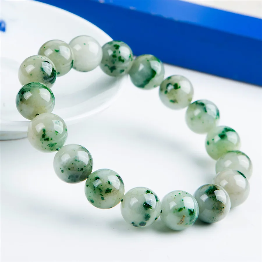 

13mm Genuine Natural Dushan Jade Gemstone Bracelets For Women Men Stretch Green Crystal Round Bead Bracelet Accessories Gift