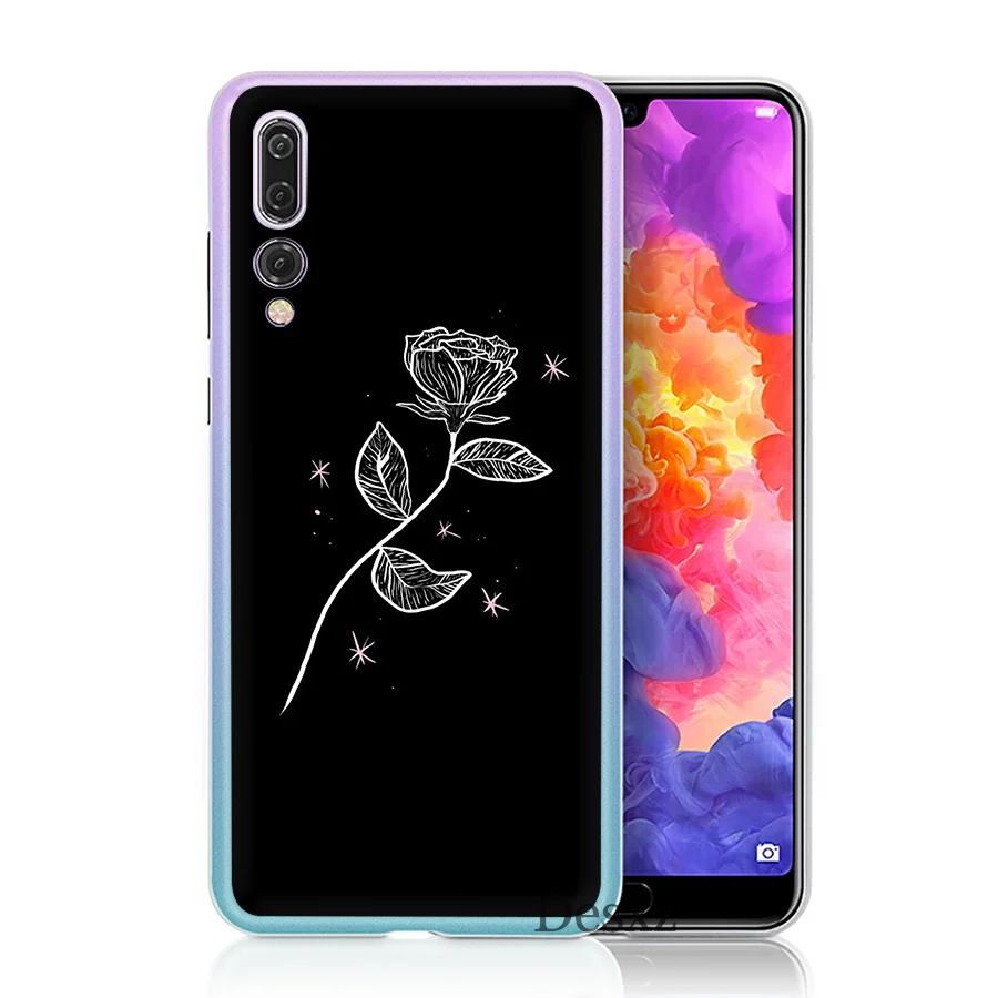 Чехол для телефона черный простой Huawei P8 P9 P10 P20 Pro Lite 2015 2016 2017 Mini Plus Note 8 9 P