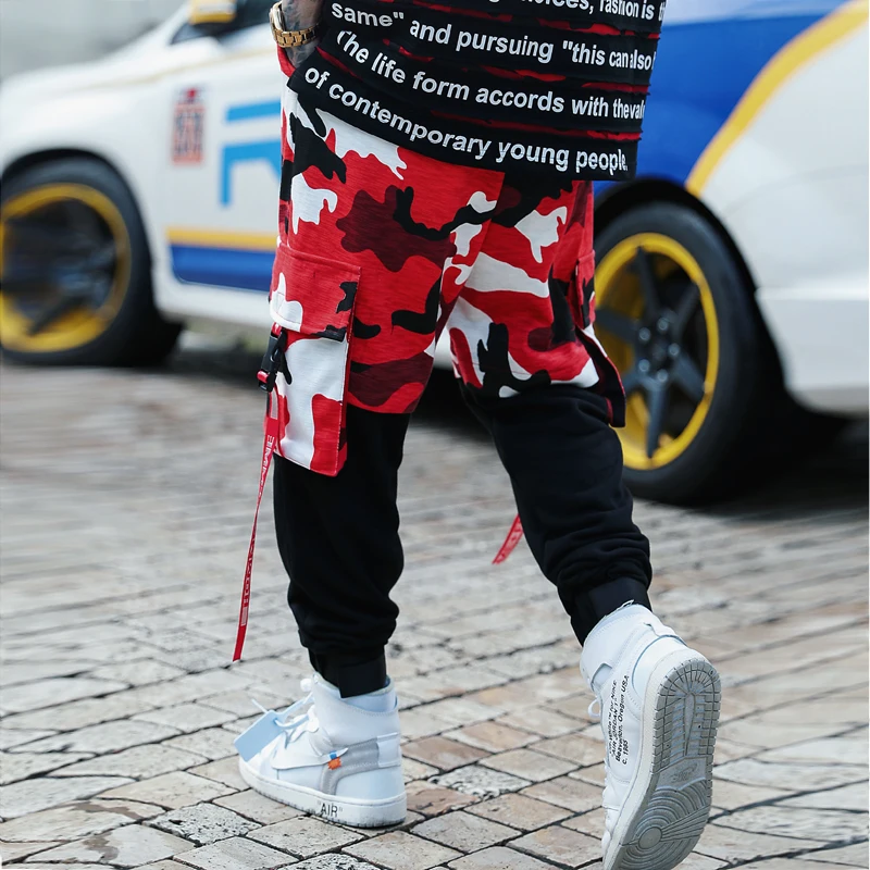 Прямая доставка 2019 Мужская мода с джоггеры камуфляжным принтом брюки черный