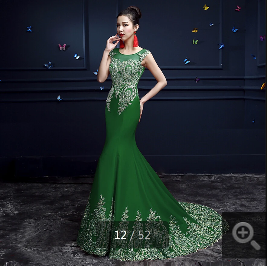 Платье женское 2015 Русалка красное реальное изображение Золотое вечернее платье