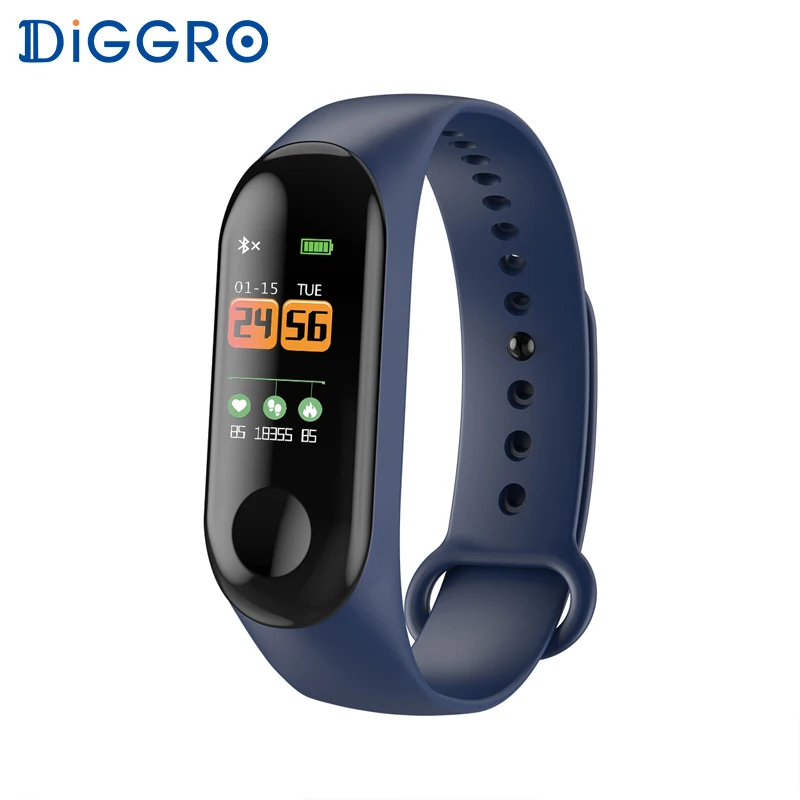 Diggro W3 фитнес-браслет цветной экран Смарт-часы кровяное давление водонепроницаемый спортивный монитор сердечного ритма SmartBand для мужчин и женщин