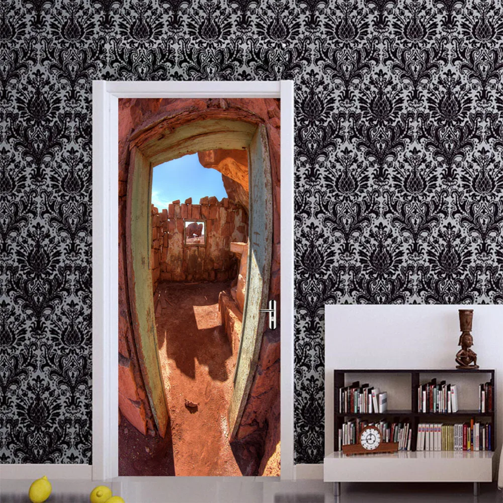 Красные настенные 3d обои для домашнего декора дверные наклейки домашний декор