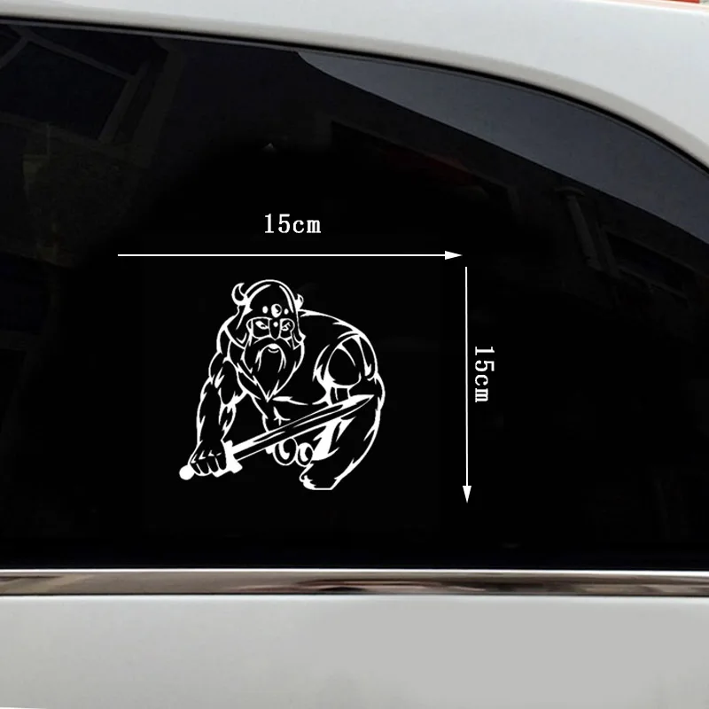 Забавные наклейки для автомобилей 3D, водонепроницаемый автомобильный обвес из винила или стилизованная викингами наклейка-декор, черная-серебряная.