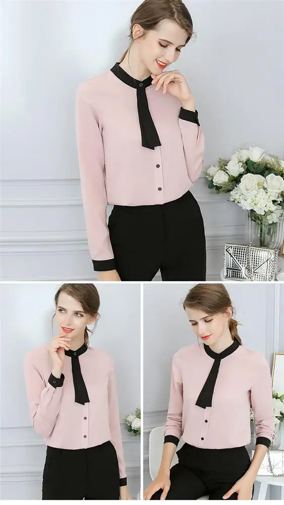 Женская рубашка 2019 осенние женские блузки однотонные шифоновые рубашки с