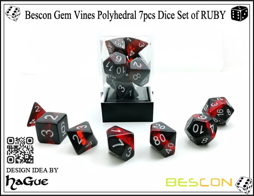 Bescon минеральные камни драгоценные лозы многогранные D& D игральные кости Набор из 7, ролевые игры игральные кости 7 шт. набор рубиновых