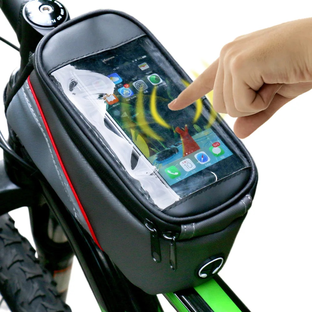 drbike pu material waterproof bicycle bag bike frame front top tube bag touch screen for moilbe phone mtb moutain road bike bag free global shipping
