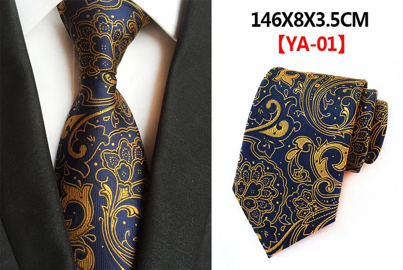 A01 Шелковый галстук 8 см, красный, синий, цветочный галстук, Классический клетчатый галстук в полоску, деловые галстуки для мужчин, деловые, свадебные, вечерние галстуки - Цвет: A01