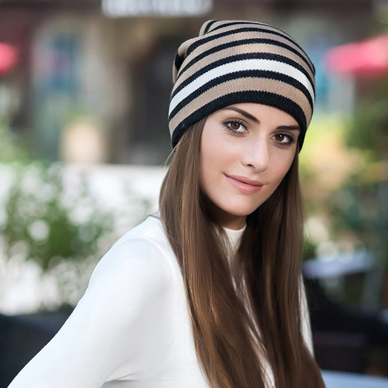 [FLB] зимняя шапка Skullies Beanies для вязаной шапки женская маска Толстая Балаклава ушанка шерстяная полосатая шапочка шапки F18057