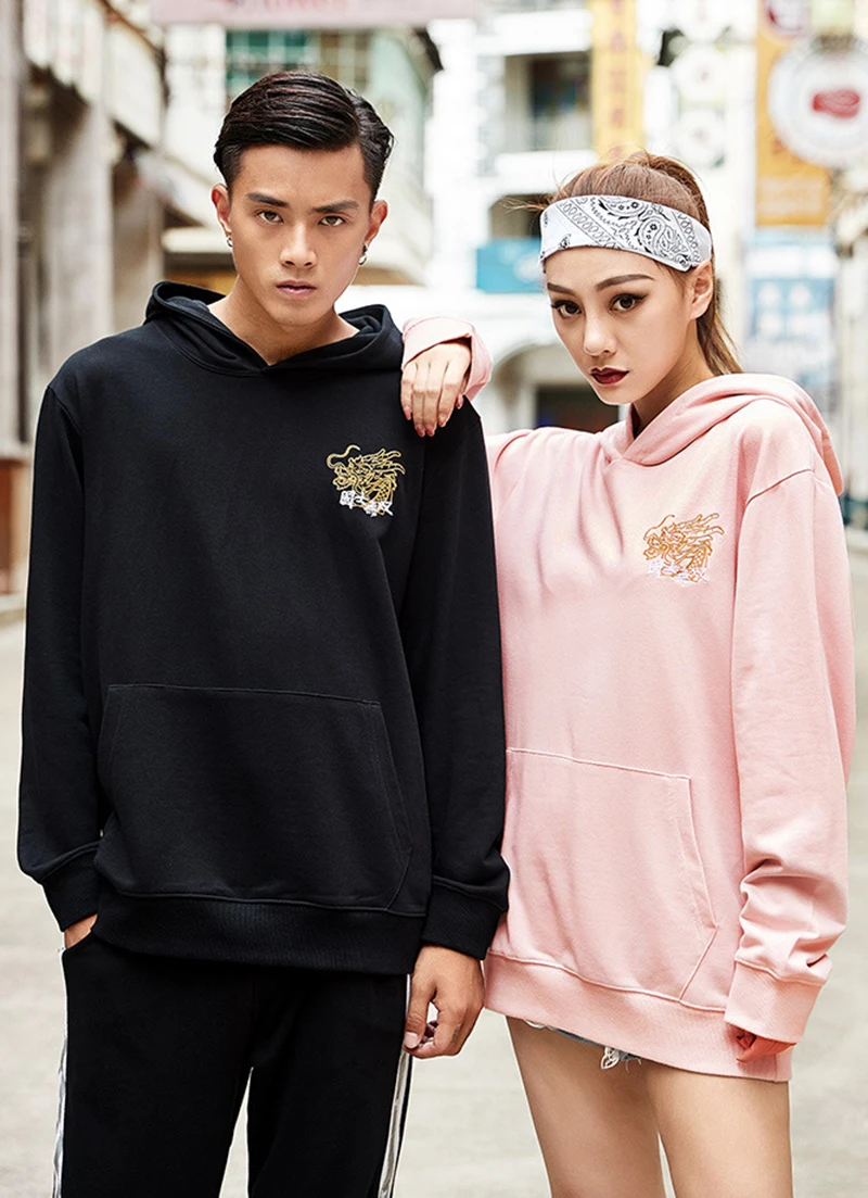 HISTREX Мужская толстовка в японском стиле с вышитым китайским драконом Kanji Harajuku Хип-хоп розовые толстовки плюс 3XL 4XL 5XL