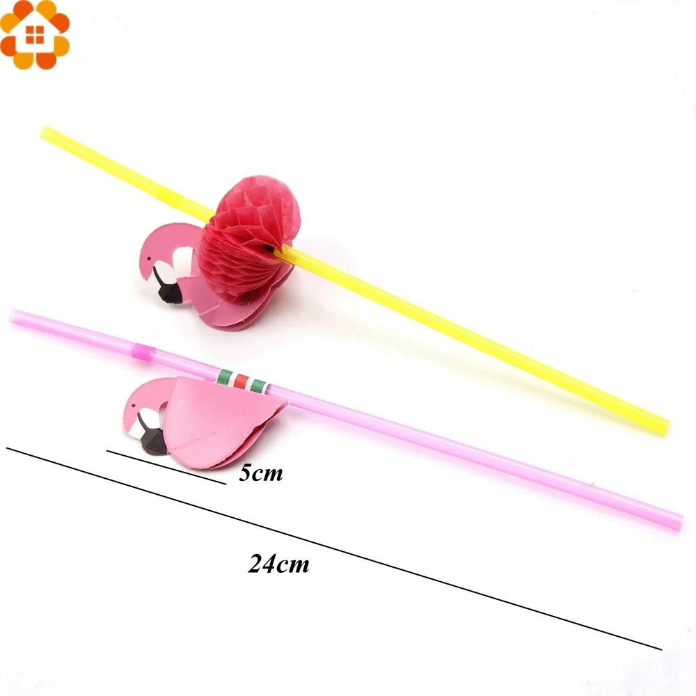 Фламинго и ананасы гирлянда бумага для баннера помпоны соломинки деревянные