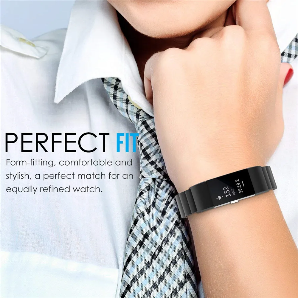 TORQUILA Нержавеющая сталь ремешок для Fitbit заряд 2 Смарт часы регулируемый роскошный