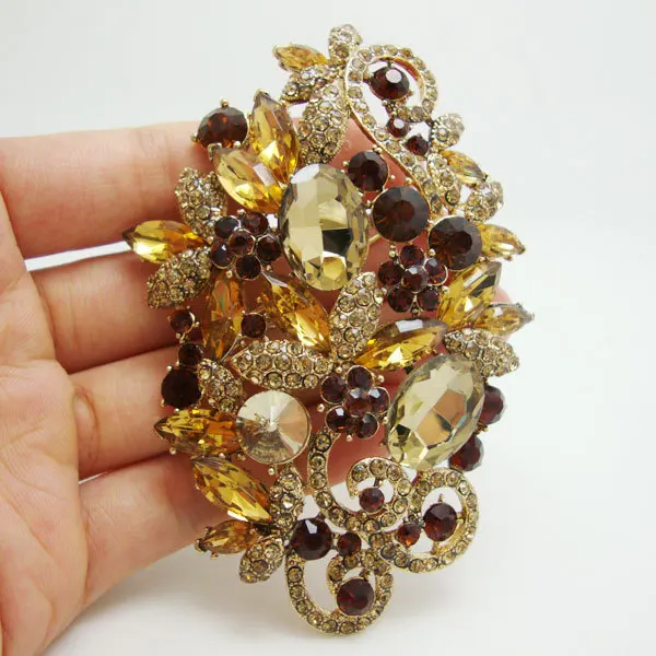 

New Vintage Sunflower Flower Pendant Art Deco Rhinestone Crystal Brooch Pin