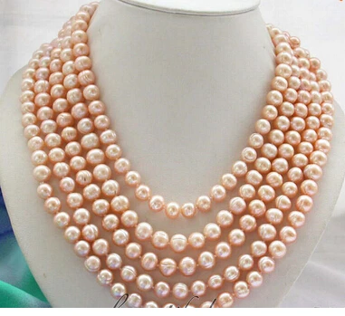 

z4520 Long 100" 10mm pink round freshwater cultured pearl necklace Factory Wholesale price Women Gift word Jewelry