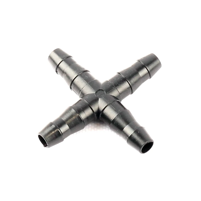 

100pcs 4/7mm Garden Hose Equal 4-Way Cross Connector Greenhouse Home Gardening Micro Irrigation Soft Tube Splitters