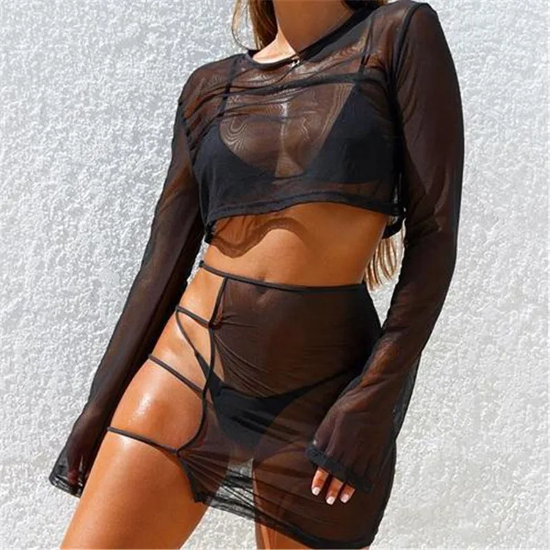 Сексуальный перспективный костюм юбка прозрачные сетчатые Клубные комплекты