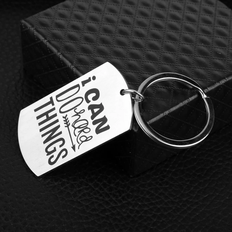 Dogtag I Can Do Hard Things Key Chain Stainless Steel Keychain Accessories Pendant Ring Charms Keychains for Friends | Украшения и