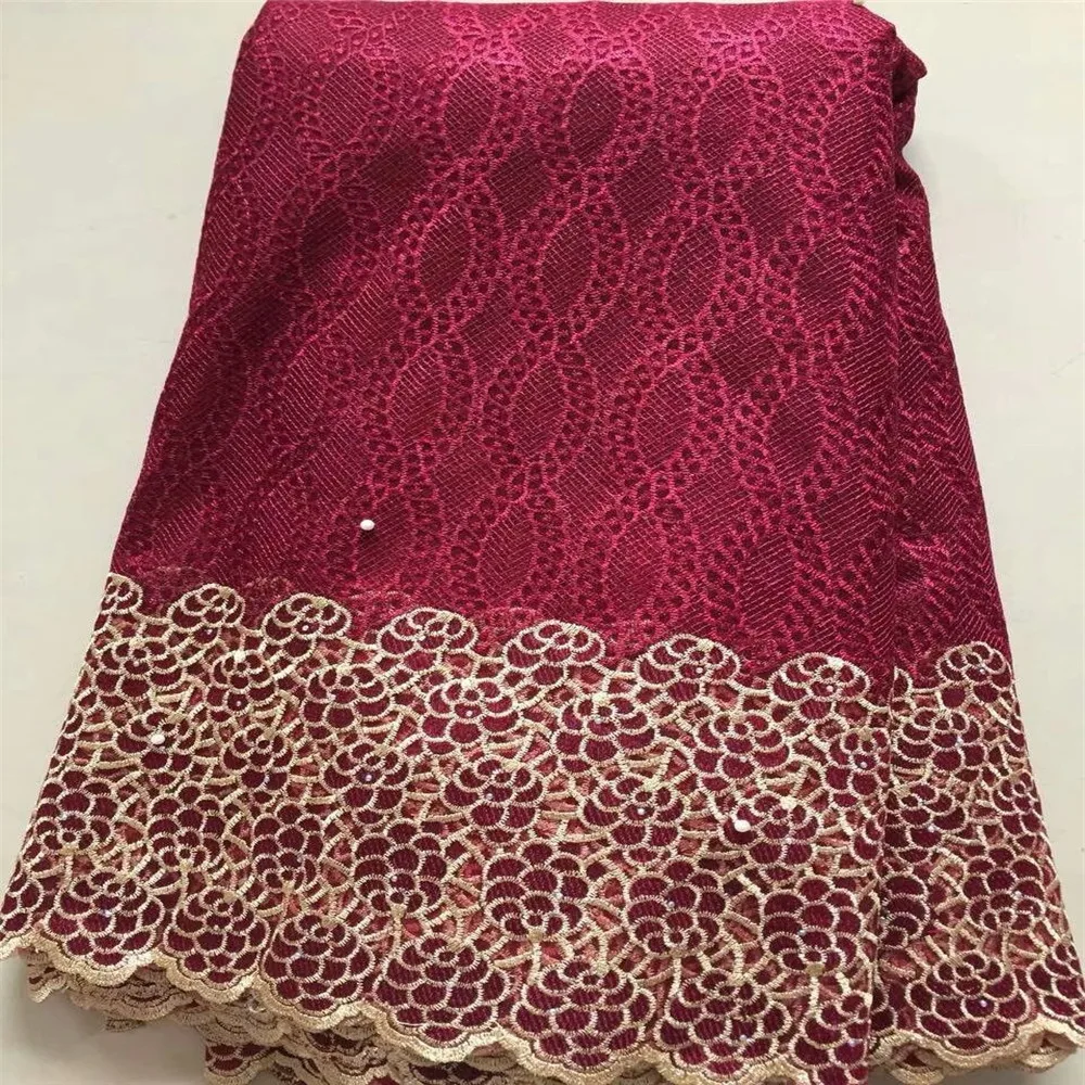 Королевский синий Нигерии кружевной ткани 2018 Африканский швейцарский вуаль