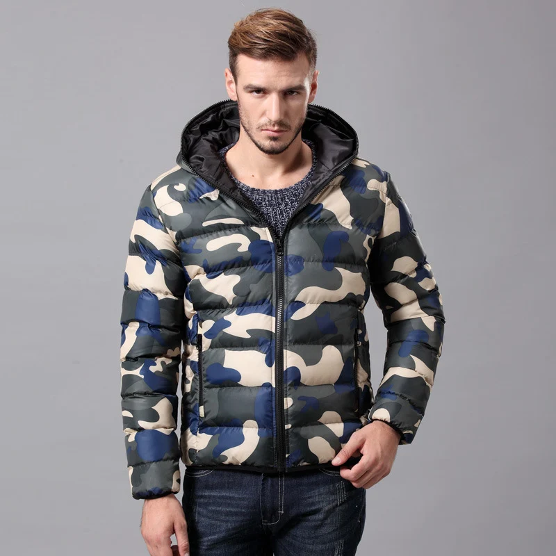 

2019 New Men's Winter jacket Fashion Hooded Warm jacket Men's Daily Camouflage Warm Cotton Coat More Size M-XL XXL XXXL