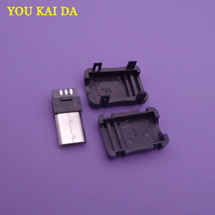 20 шт./лот 3 в 1 DIY свариваемый Micro штекер USB длинный черный цвет 8 мм|Соединители| |