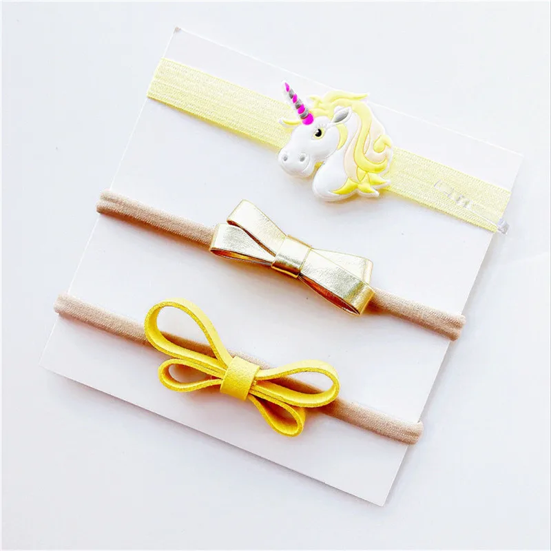 3 шт./компл. Детские нейлоновые банты для девочек повязка на голову с цветами