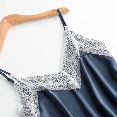 Женский Шелковый комплект нижнего белья сексуальный кружевной топ на бретельках