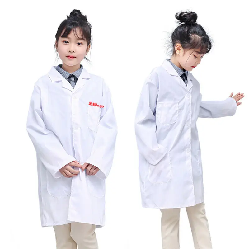 

Hot Children White Lab Coat Laboratory Kids Boys Girls Warehouse Doctor Work Wear Hospital Technician Uniform Clothes