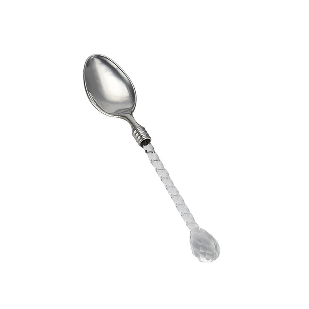 Серебристый Ложка сахар чай десерт торт ретро кофе Хрустальная ручка маленькая кофейная ложка сахар чай десерт столовые приборы кухонная посуда# or - Цвет: Серебристый