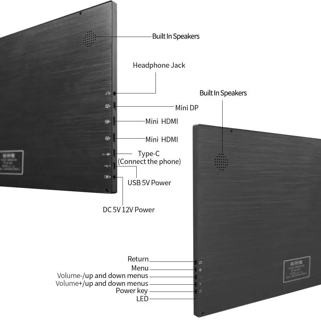 18 4 &quot4 K портативный дисплей с 2HDMI DP type C USB 3840x2160 ips ЖК экран для Raspberry Pi PS3/PS4/Xbox 360