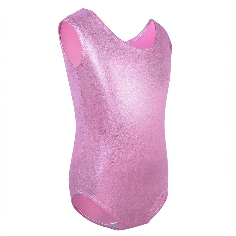 Girls Swimsuit for Gymnastics Swimmwear Leotard Shiny Sleeveless Solid Color Dance Jumpsuit | Спорт и развлечения