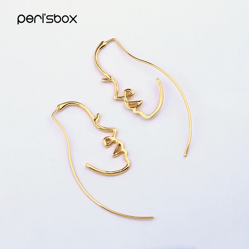 Peri'sBox Винтажные серьги золотого цвета с профилем символов для женщин