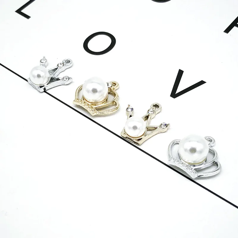 10 шт./лот жемчужные подвески с благородной короной золотистые/серебристые