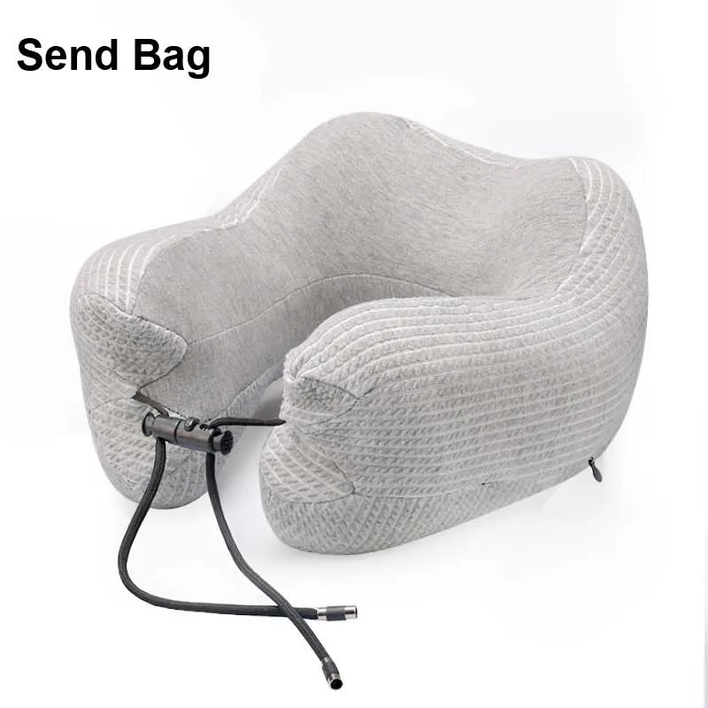 gray(bag) U-образная подушка для путешествий на шею для автомобиля, для путешествий, Воздушный самолет, для офиса, пены памяти, подушка для дома, подголовник - Цвет: gray(bag)