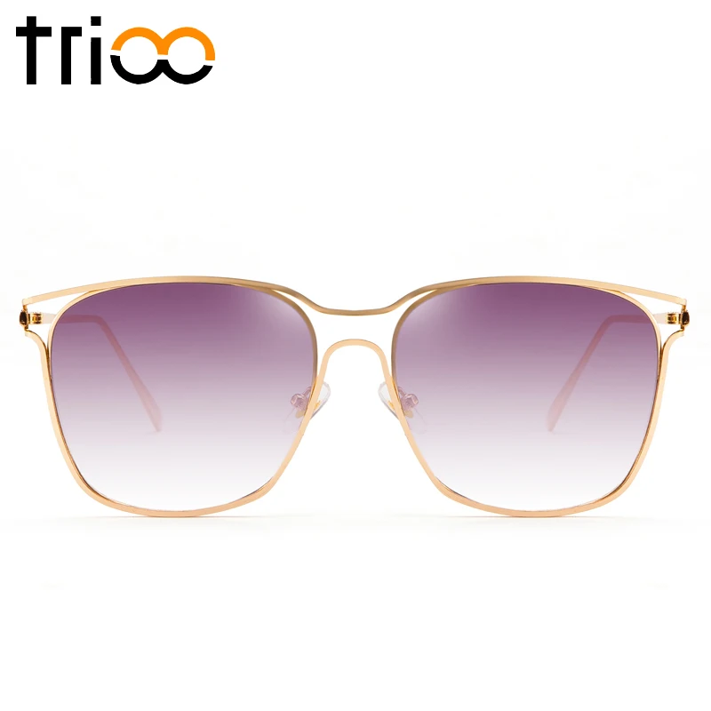 

TRIOO Gold Square Ladies Sunglasses Gradient Lens Sun glasses for women Eyewear Accessories High Quality Lunette