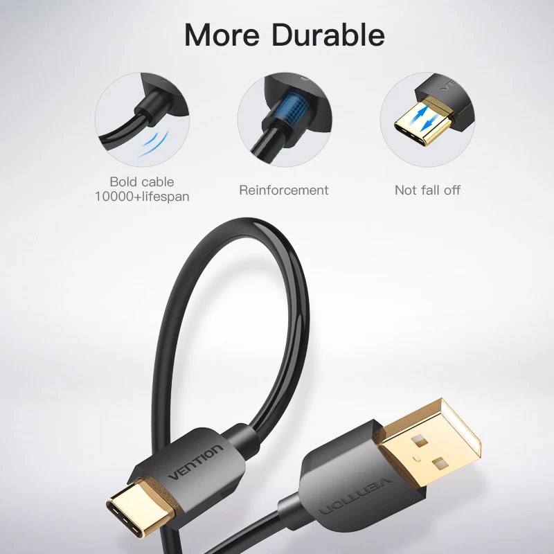 Vention Тип C кабель USB 3A для samsung S9 S8 быстрой зарядки передачи данных Xiaomi Mi6 nintendo