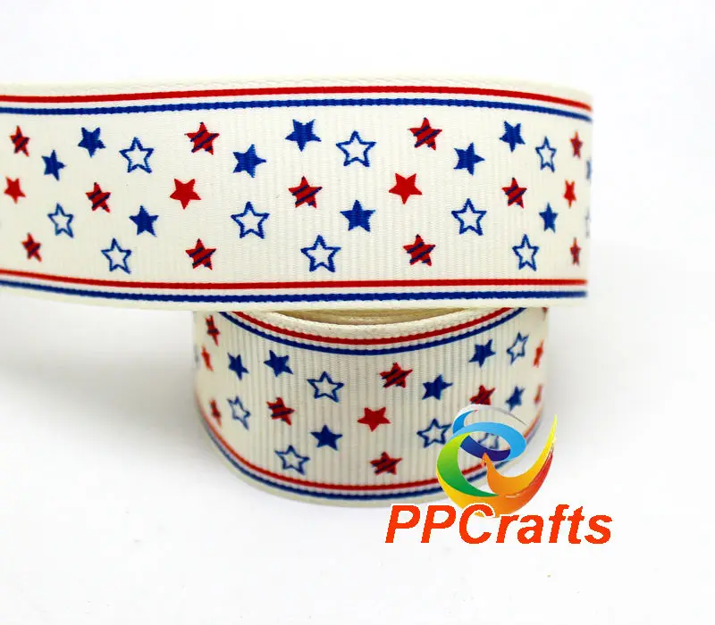 PPCrafts ленты 1 5 дюйма 38 мм Красочные Звезды печатных Grosgrain 100yds/рулон бесплатная