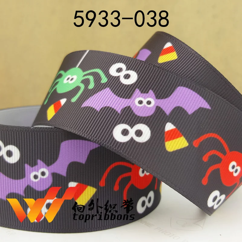 Бесплатная доставка 50 ярдов корсажная лента с принтом на Хэллоуин 5879 | Дом и сад