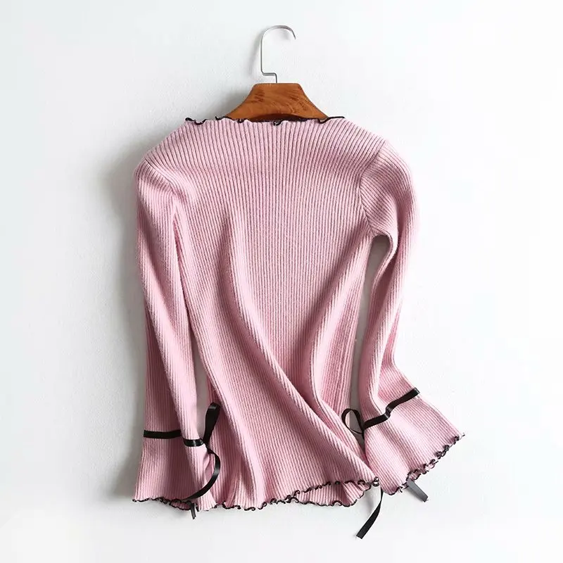 2019 Autumn Fashion New Women Sweater Long Sleeves Loose Bow Knitting Sweaters Female Pullover Jumper Tops | Женская одежда