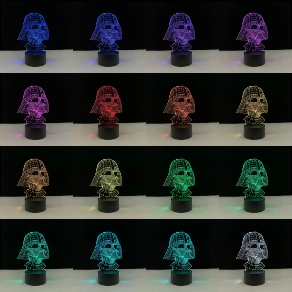 Сенсорный 3D светильник Дарт Вейдер черный воин светодиодный светильник USB настольный ночник для мальчиков подарок дистанционный многоцветный переключатель трещина база