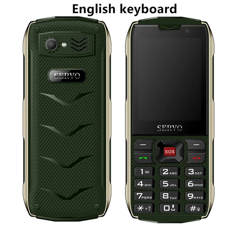 Green English Button Мобильный телефон SERVO H8, 2,8 дюймов, 4 sim-карты, 4 режима ожидания, Bluetooth, фонарик, GPRS, 3000 мАч, внешний аккумулятор, телефон с клавиатурой на русском языке - Цвет: Green English Button