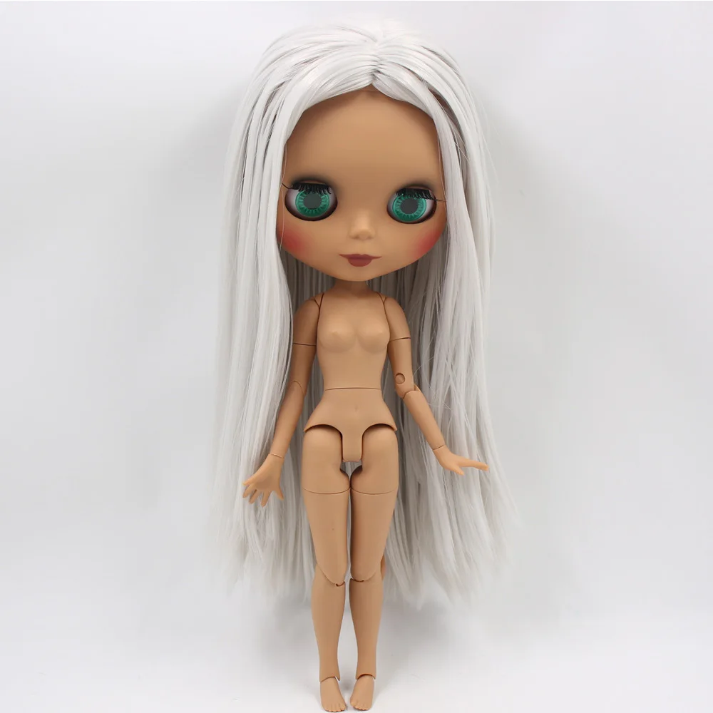 B nude doll ICY Nude Blyth Custom Doll No. BL1003 серые прямые волосы 1/6 bjd, pullip, licca, jerryberry - Цвет: B nude doll