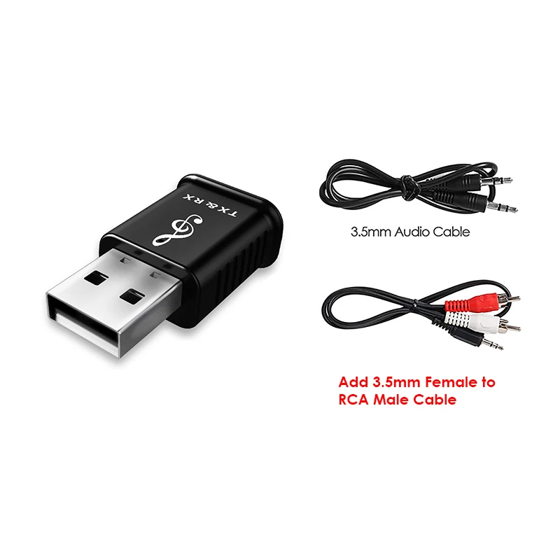 With RCA Cable VIKEFON Bluetooth 5,0 приемник передатчик аудио мини 3,5 мм AUX Стерео музыка автомобильный ПК беспроводной передатчик Наушники USB адаптер - Цвет: With RCA Cable