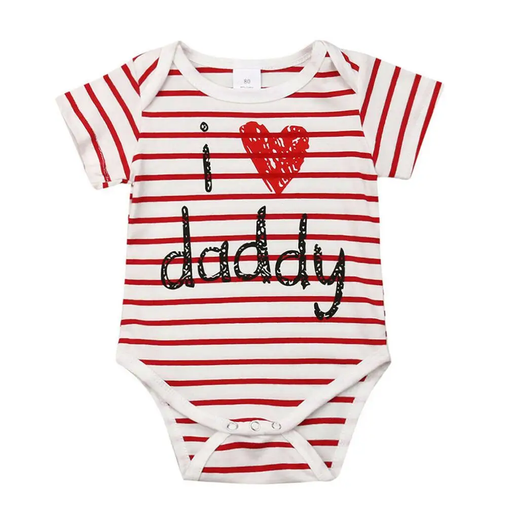 Детский хлопковый комбинезон в полоску с надписью I Love Daddy для маленьких