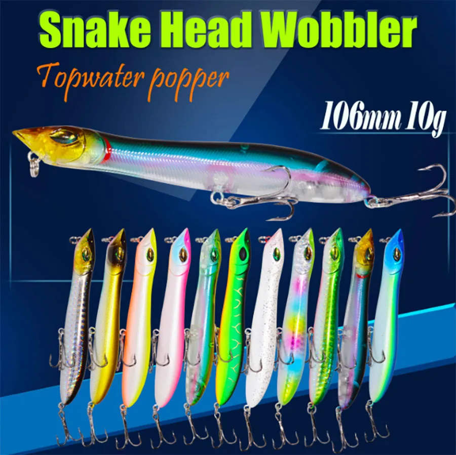 Морская рыболовная приманка SEAYOU воблер с головой змеи|fishing tackle|popper baitwobbler lure |