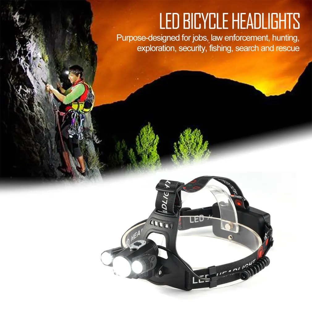 Велосипед фары 3 Светодиодный Шахтер лампы ездить ночная рыбалка Глава Факел |